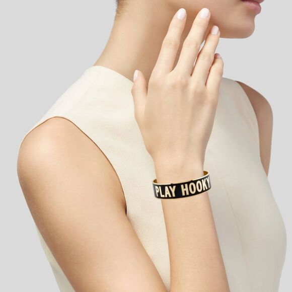 Kate Spade Play Hooky Idiom Thick Enamel Bangle Bracelet - Picture 3 of 3